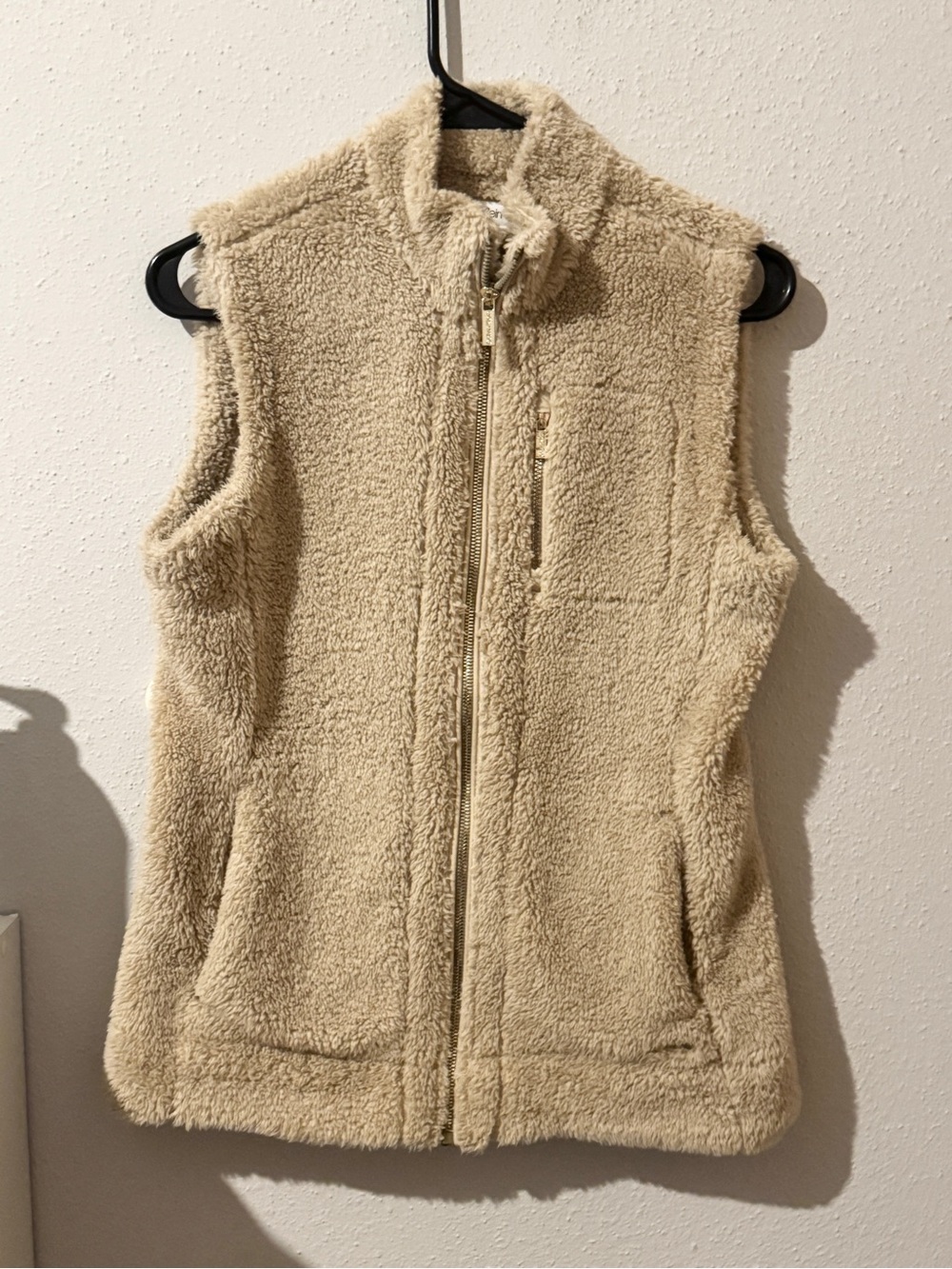 Calvin Klein Sherpa Zip-Up Vest Sand Color